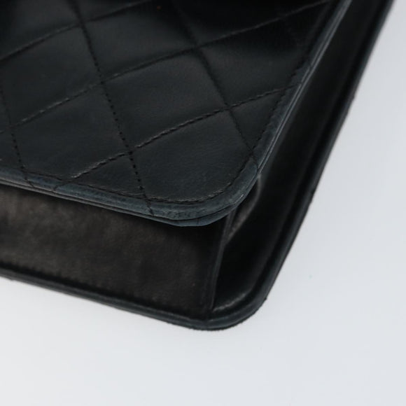 CHANEL Matelasse Chain Shoulder Bag Lamb Skin Black Gold CC Auth yk16748