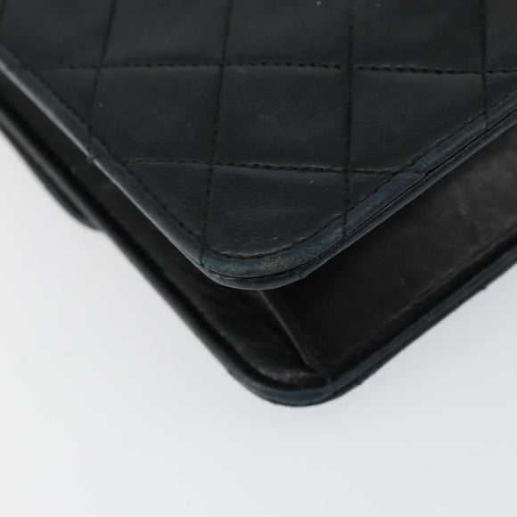 CHANEL Matelasse Chain Shoulder Bag Lamb Skin Black Gold CC Auth yk16748