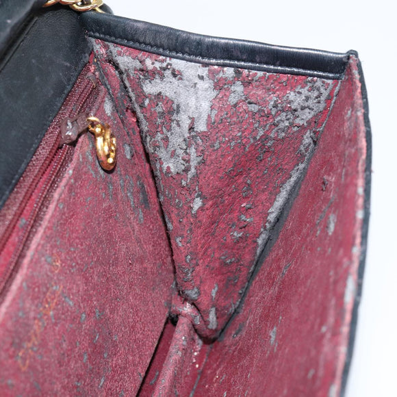 CHANEL Matelasse Chain Shoulder Bag Lamb Skin Black Gold CC Auth yk16748