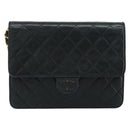 CHANEL Matelasse Chain Shoulder Bag Lamb Skin Black Gold CC Auth yk16748-2