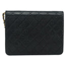 CHANEL Matelasse Chain Shoulder Bag Lamb Skin Black Gold CC Auth yk16748-3