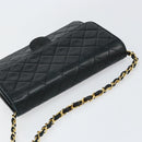 CHANEL Matelasse Chain Shoulder Bag Lamb Skin Black Gold CC Auth yk16748-6