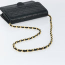CHANEL Matelasse Chain Shoulder Bag Lamb Skin Black Gold CC Auth yk16748-7