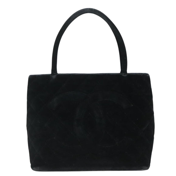 CHANEL Matelasse Standard Tote Bag Velor Black CC Auth yk16770