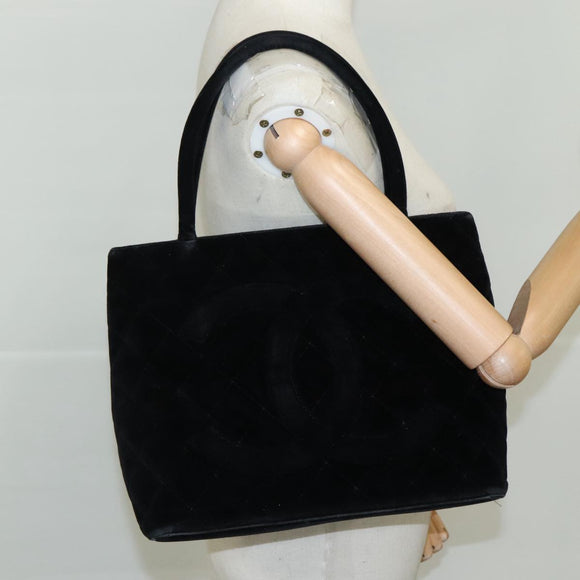 CHANEL Matelasse Standard Tote Bag Velor Black CC Auth yk16770