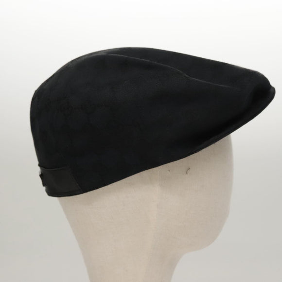 GUCCI GG Canvas Hunting Cap Hat S Black Auth yk16802V