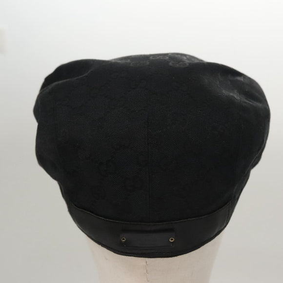 GUCCI GG Canvas Hunting Cap Hat S Black Auth yk16802V