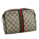 GUCCI GG Supreme Web Sherry Line Clutch Bag PVC Beige 40 014 3553 Auth yk16813-1