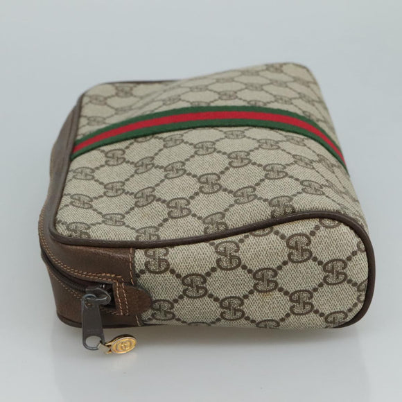 GUCCI GG Supreme Web Sherry Line Clutch Bag PVC Beige 40 014 3553 Auth yk16813