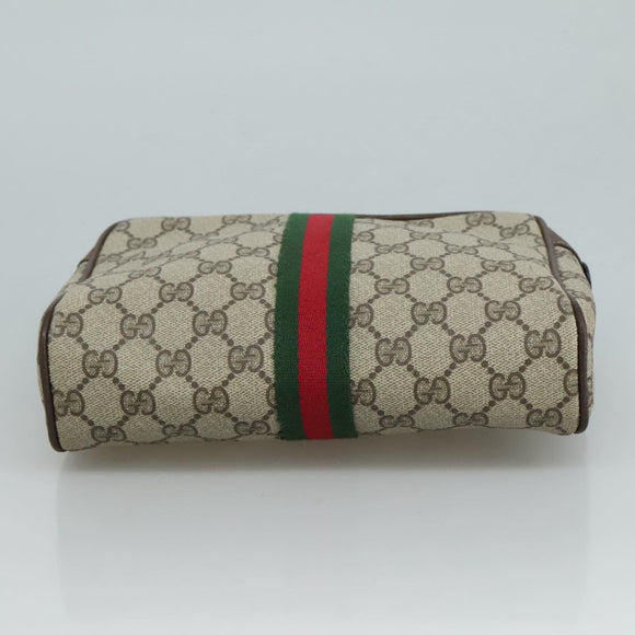 GUCCI GG Supreme Web Sherry Line Clutch Bag PVC Beige 40 014 3553 Auth yk16813