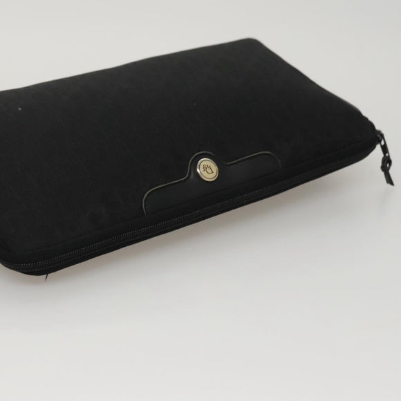 Christian Dior Trotter Canvas Clutch Bag Gold Black Auth yk16815