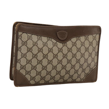 GUCCI GG Supreme Clutch Bag PVC Beige Auth yk16830