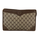 GUCCI GG Supreme Clutch Bag PVC Beige Auth yk16830-13