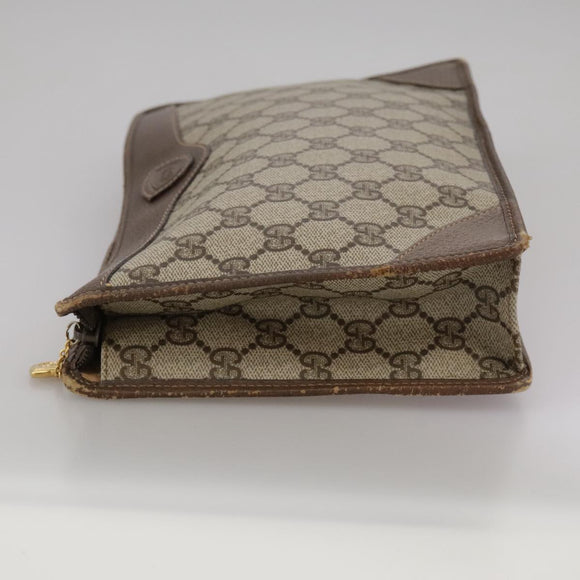 GUCCI GG Supreme Clutch Bag PVC Beige Auth yk16830