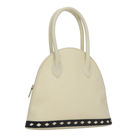 SAINT LAURENT Hand Bag Leather White Auth yk16838