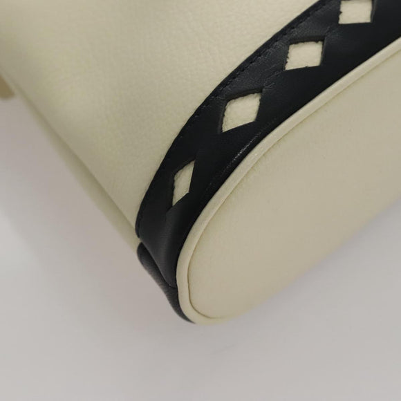 SAINT LAURENT Hand Bag Leather White Auth yk16838