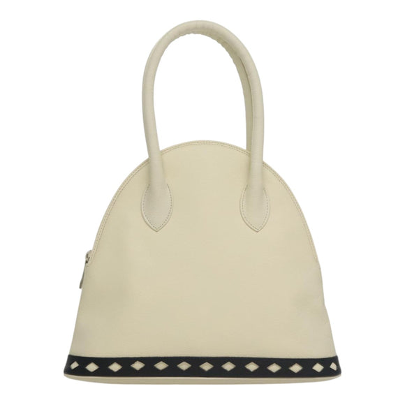 SAINT LAURENT Hand Bag Leather White Auth yk16838
