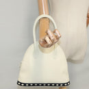 SAINT LAURENT Hand Bag Leather White Auth yk16838-22