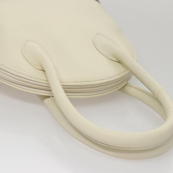 SAINT LAURENT Hand Bag Leather White Auth yk16838