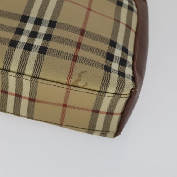BURBERRY Nova Check Shoulder Bag PVC Leather Beige Auth yk16862