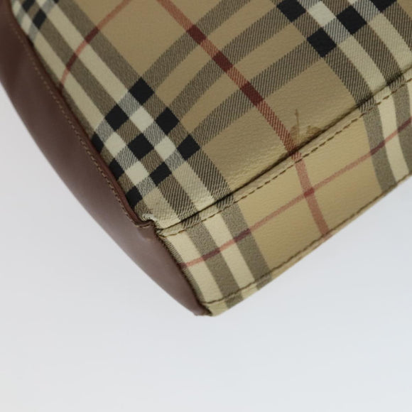 BURBERRY Nova Check Shoulder Bag PVC Leather Beige Auth yk16862