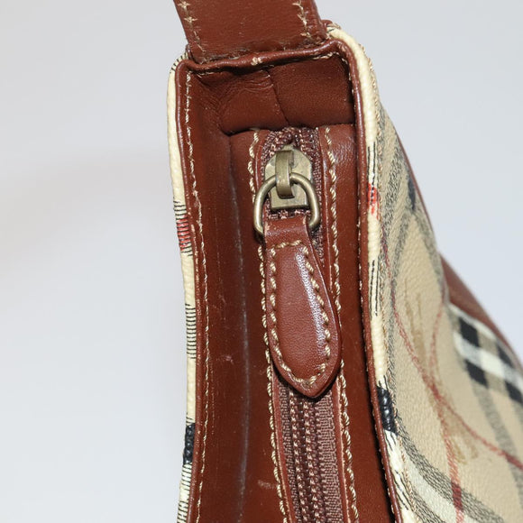 BURBERRY Nova Check Shoulder Bag PVC Leather Beige Auth yk16862