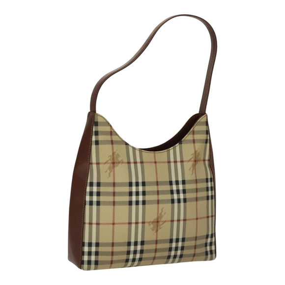 BURBERRY Nova Check Shoulder Bag PVC Leather Beige Auth yk16862
