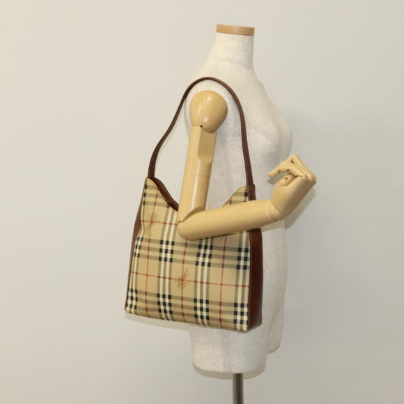 BURBERRY Nova Check Shoulder Bag PVC Leather Beige Auth yk16862