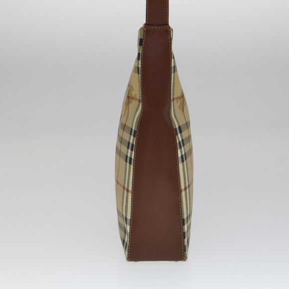 BURBERRY Nova Check Shoulder Bag PVC Leather Beige Auth yk16862