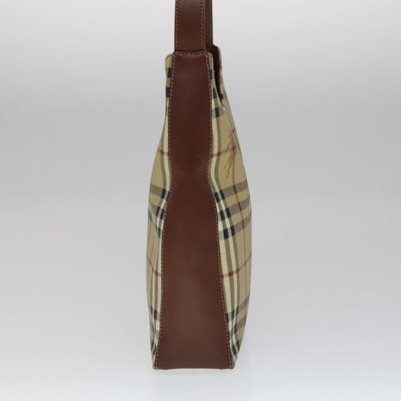 BURBERRY Nova Check Shoulder Bag PVC Leather Beige Auth yk16862