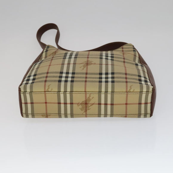 BURBERRY Nova Check Shoulder Bag PVC Leather Beige Auth yk16862