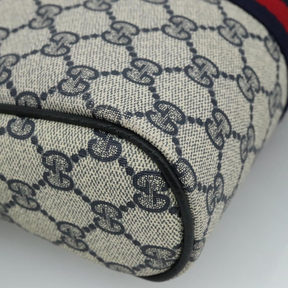 GUCCI GG Supreme Sherry Line Clutch Bag PVC Navy Red 010 378 Auth yk16908