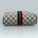 GUCCI GG Supreme Sherry Line Clutch Bag PVC Navy Red 010 378 Auth yk16908-6