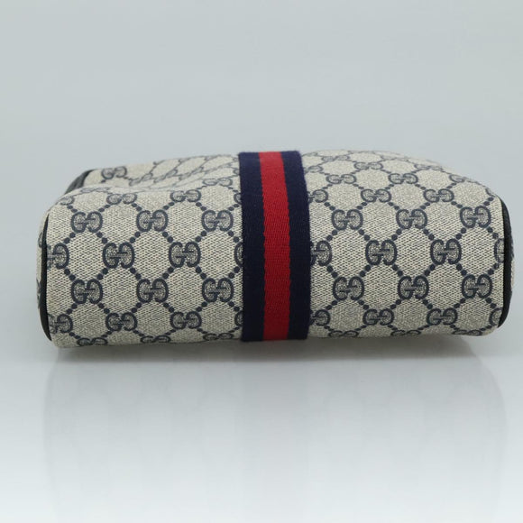 GUCCI GG Supreme Sherry Line Clutch Bag PVC Navy Red 010 378 Auth yk16908