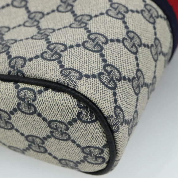 GUCCI GG Supreme Sherry Line Clutch Bag PVC Navy Red 010 378 Auth yk16908