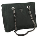 PRADA Chain Shoulder Bag Nylon Khaki Auth yk16918-1