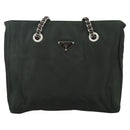 PRADA Chain Shoulder Bag Nylon Khaki Auth yk16918-2
