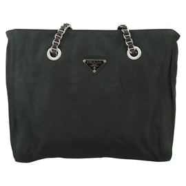 PRADA Chain Shoulder Bag Nylon Khaki Auth yk16918 - 0