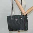 PRADA Chain Shoulder Bag Nylon Khaki Auth yk16918-22