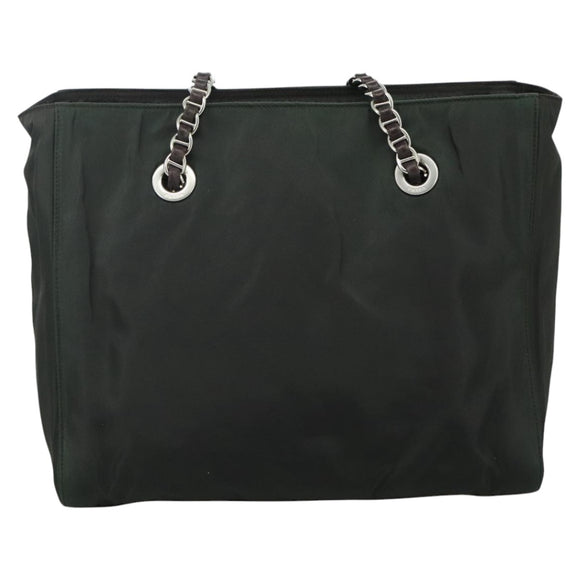 PRADA Chain Shoulder Bag Nylon Khaki Auth yk16918