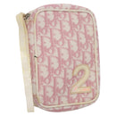 Christian Dior Trotter Canvas Pouch PVC Leather Pink Auth yk16934-1