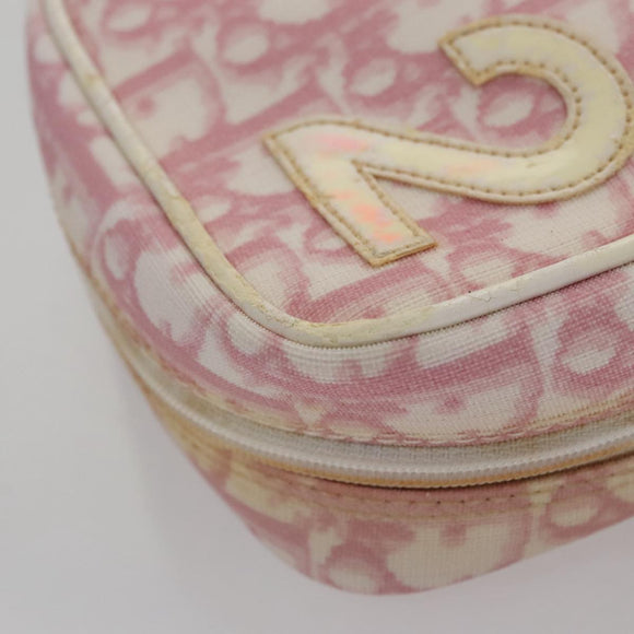 Christian Dior Trotter Canvas Pouch PVC Leather Pink Auth yk16934