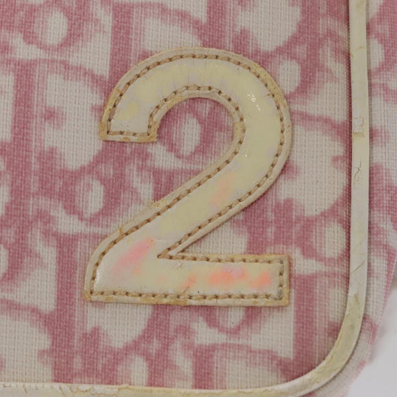 Christian Dior Trotter Canvas Pouch PVC Leather Pink Auth yk16934