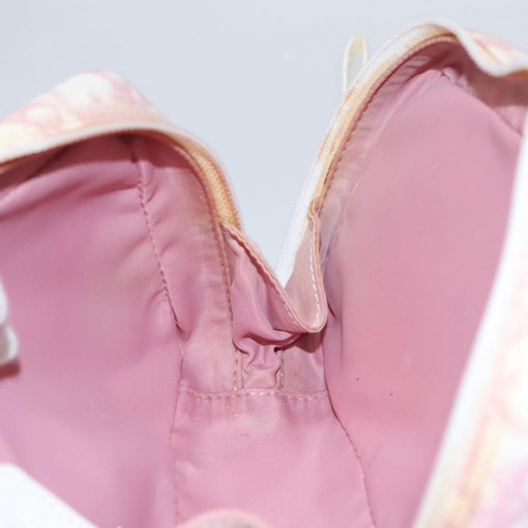 Christian Dior Trotter Canvas Pouch PVC Leather Pink Auth yk16934