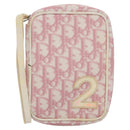 Christian Dior Trotter Canvas Pouch PVC Leather Pink Auth yk16934-2