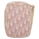Christian Dior Trotter Canvas Pouch PVC Leather Pink Auth yk16934-3