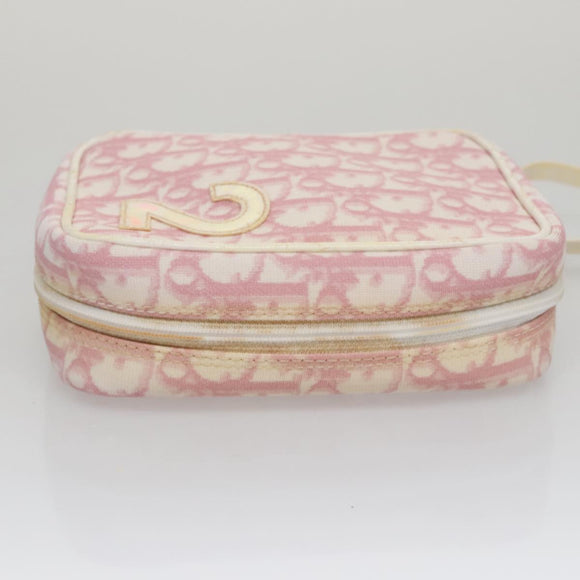 Christian Dior Trotter Canvas Pouch PVC Leather Pink Auth yk16934