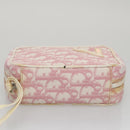 Christian Dior Trotter Canvas Pouch PVC Leather Pink Auth yk16934-5