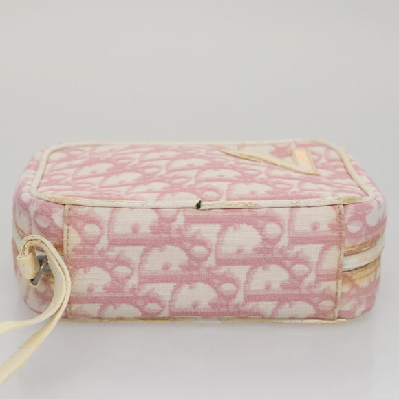 Christian Dior Trotter Canvas Pouch PVC Leather Pink Auth yk16934
