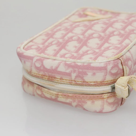 Christian Dior Trotter Canvas Pouch PVC Leather Pink Auth yk16934